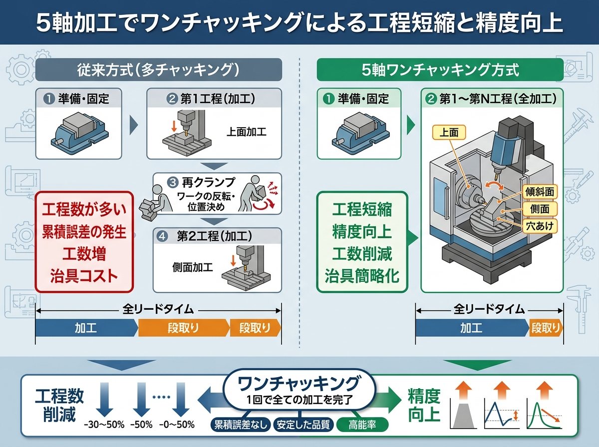 5軸加工でワンチャッキングによる工程短縮と精度向上