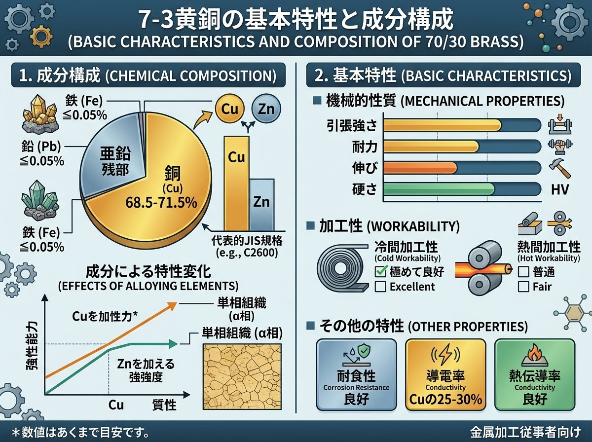 7-3黄銅の基本特性と成分構成
