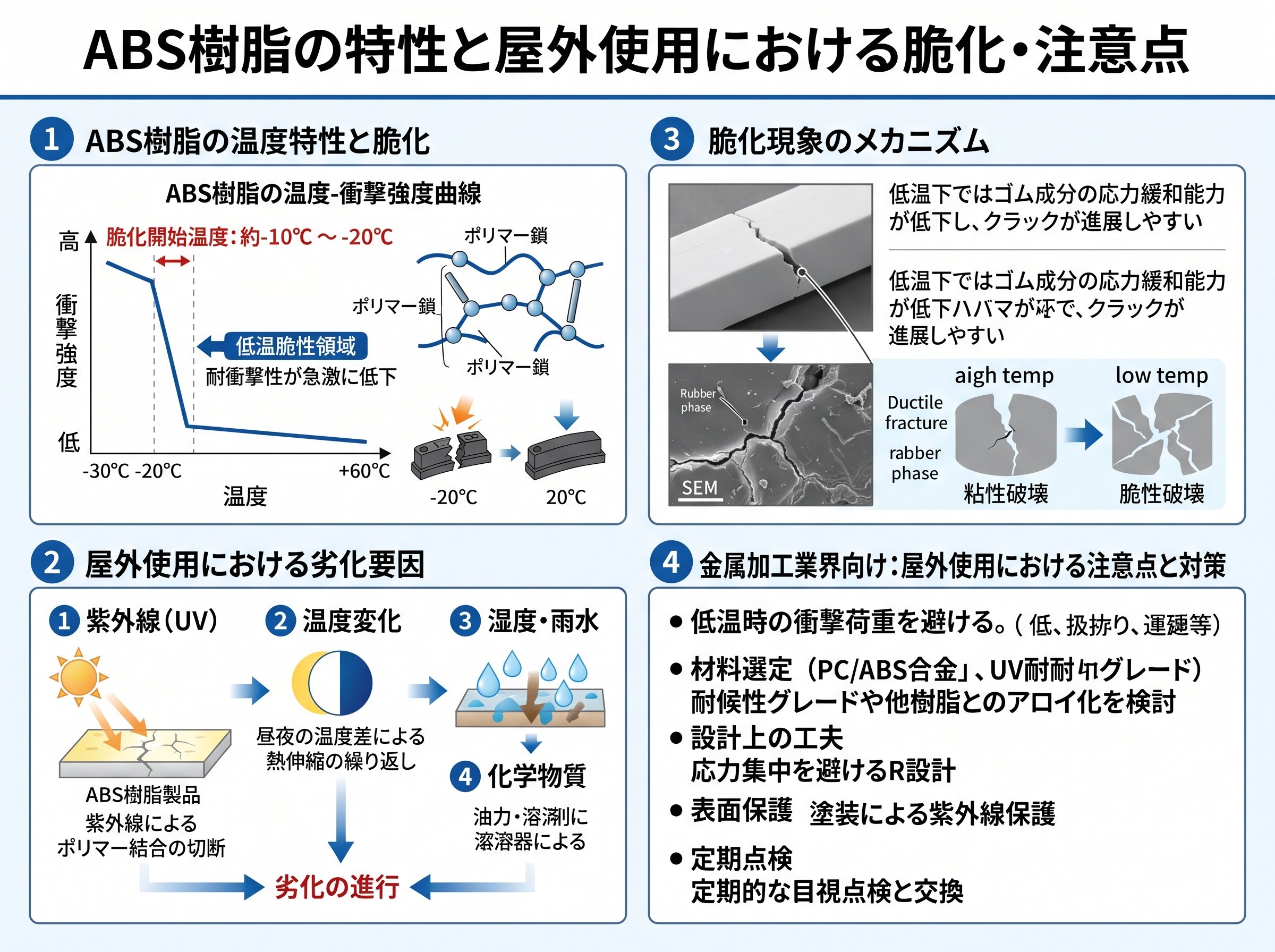 ABS樹脂の脆化温度と屋外使用での注意点