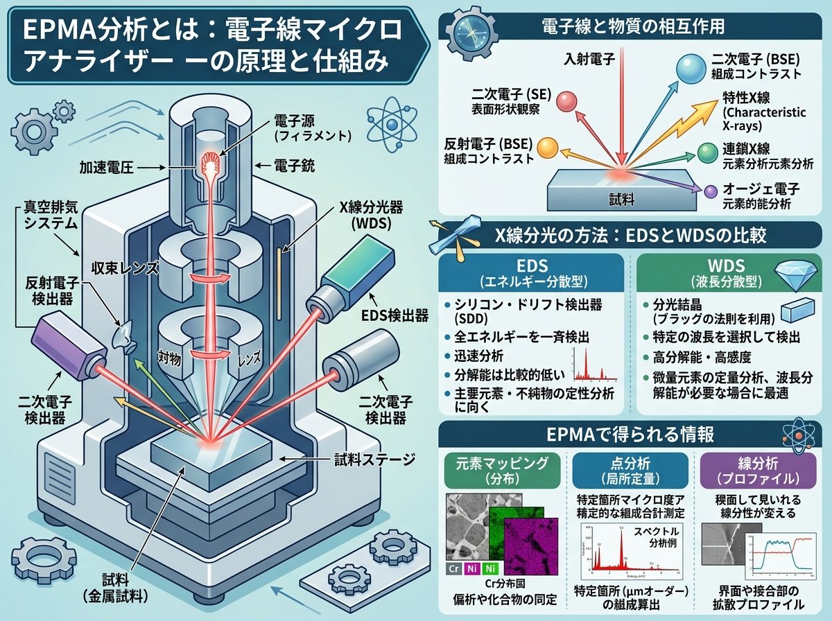 EPMA分析とは：電子線マイクロアナライザーの原理と仕組み