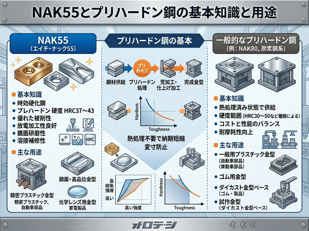 NAK55とプリハードン鋼の基本知識と用途