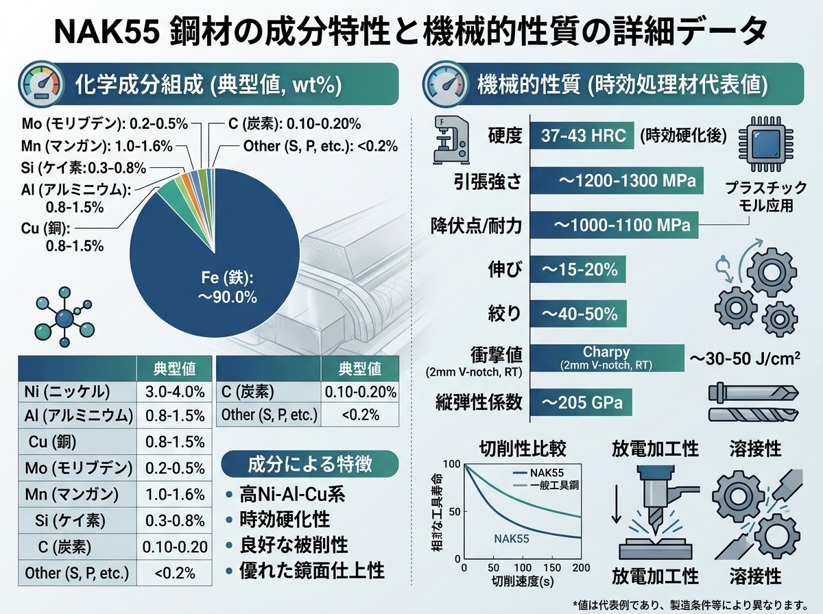 NAK55の成分特性と機械的性質の詳細