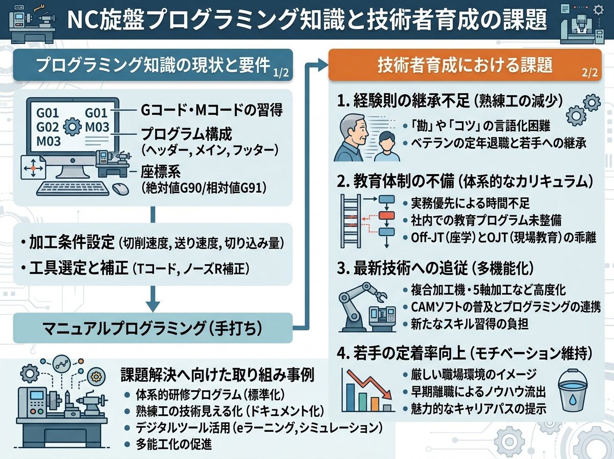 NC旋盤のプログラミング知識と技術者育成の課題
