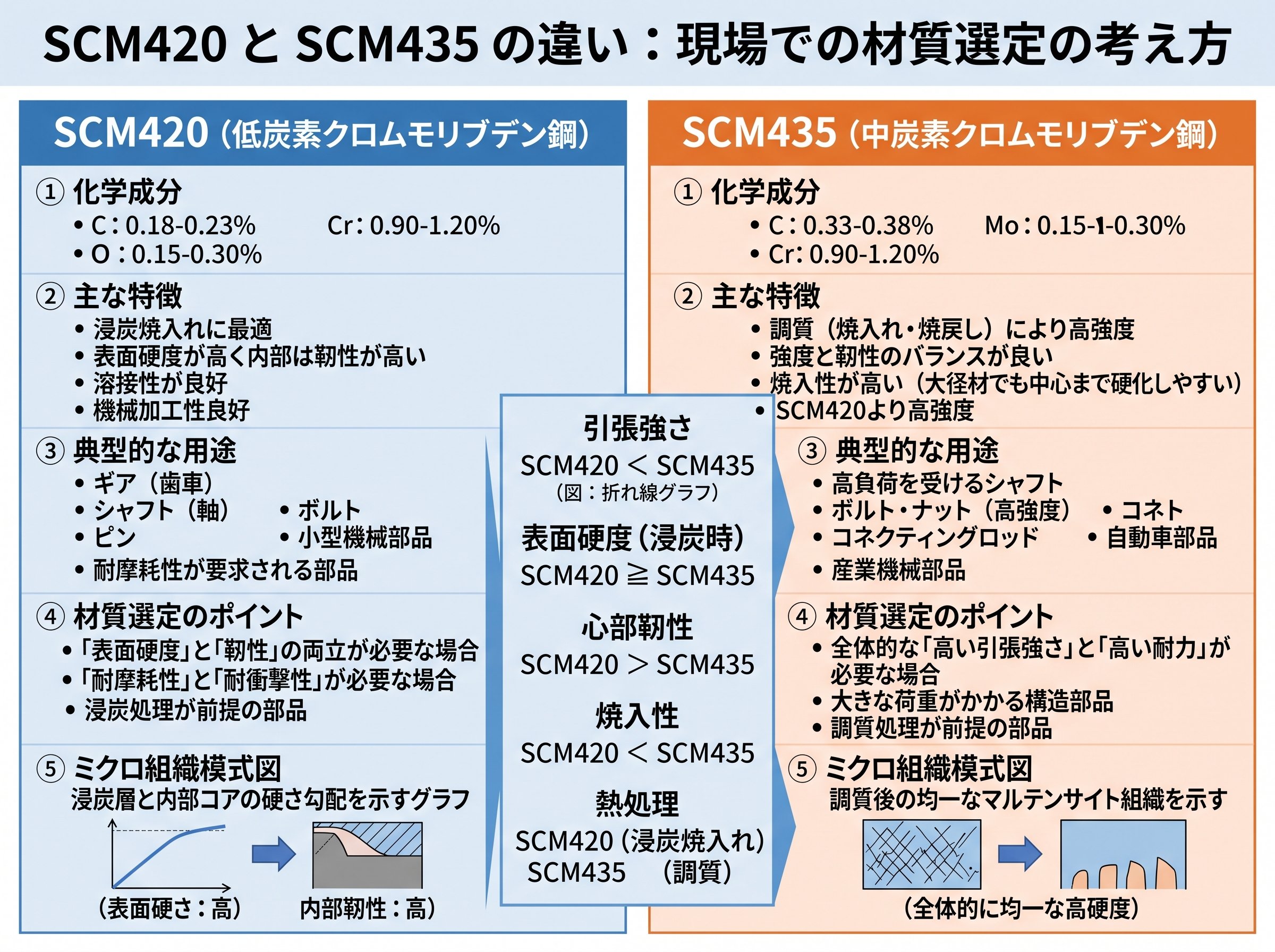 SCM420とSCM435の違い:現場での材質選定の考え方