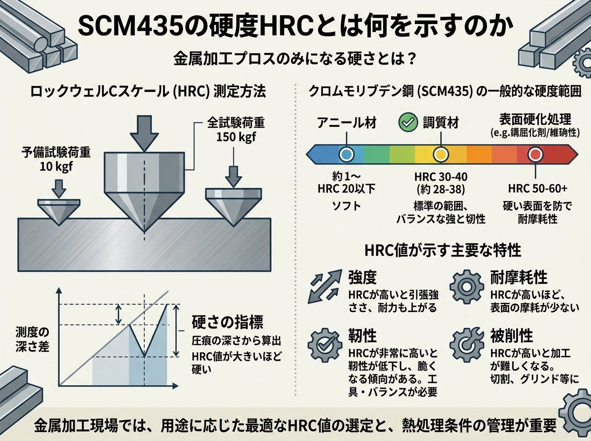 SCM435の硬度HRCとは何を示すのか