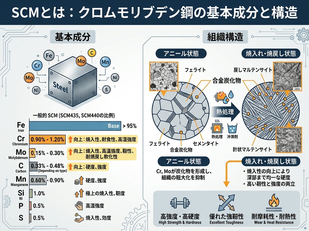 SCMとは クロムモリブデン鋼の基本成分と構造