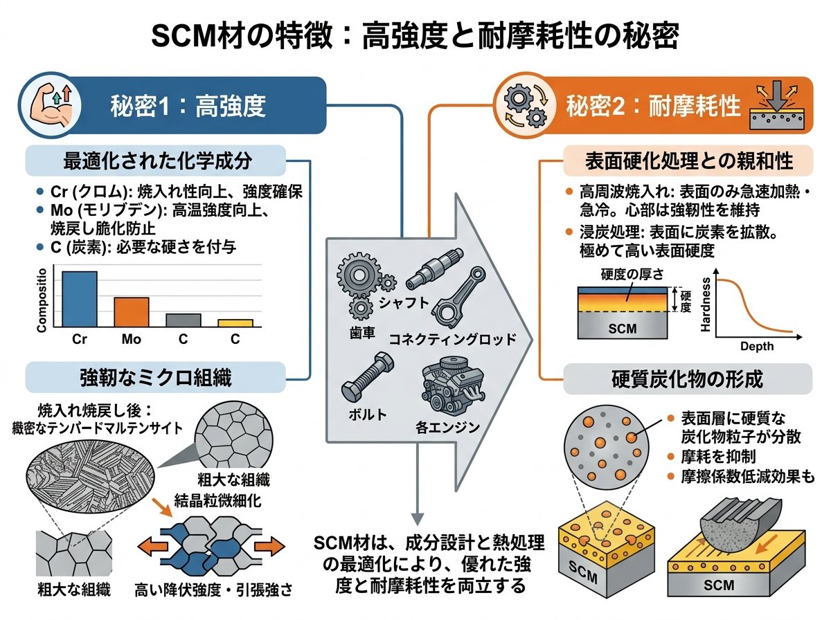 SCM材の特徴 高強度と耐摩耗性の秘密