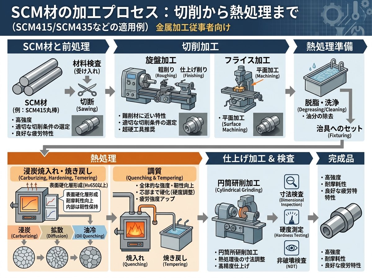 SCM材の加工方法 切削から熱処理まで