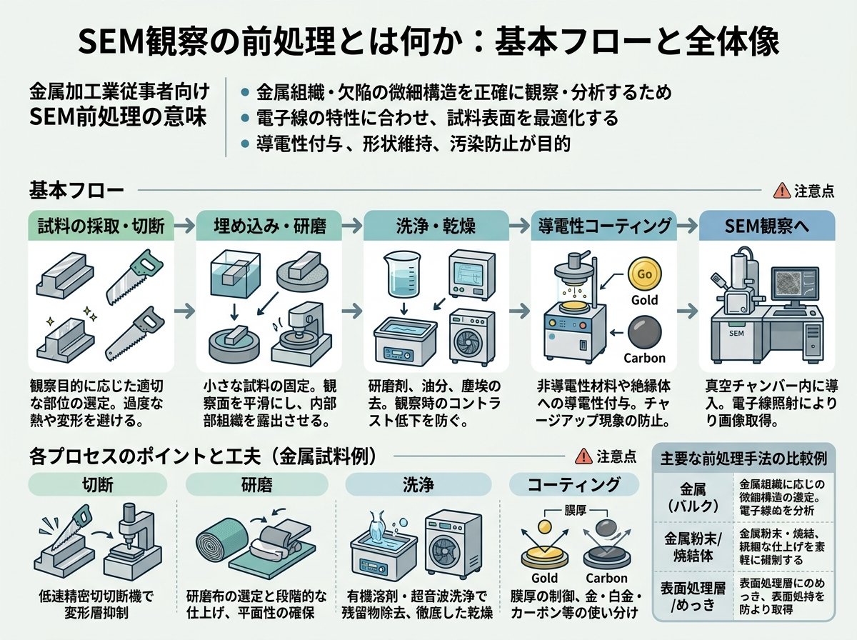 SEM観察の前処理とは何か:基本フローと全体像