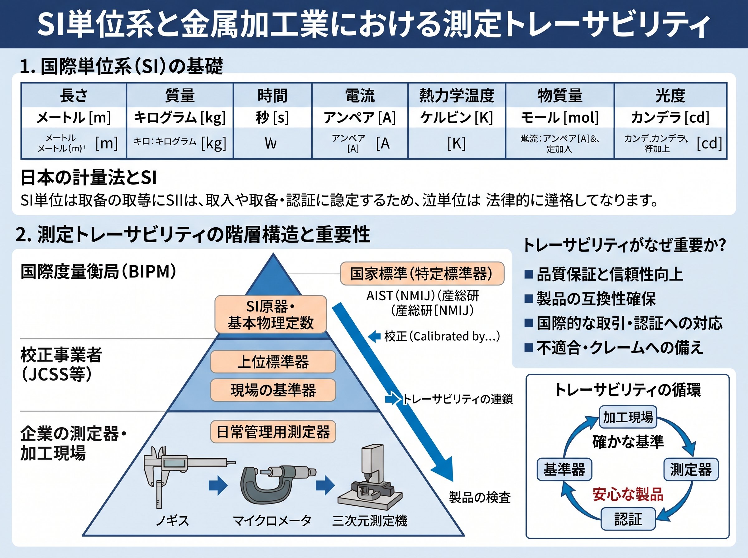 SI単位系と金属加工業における測定トレーサビリティ