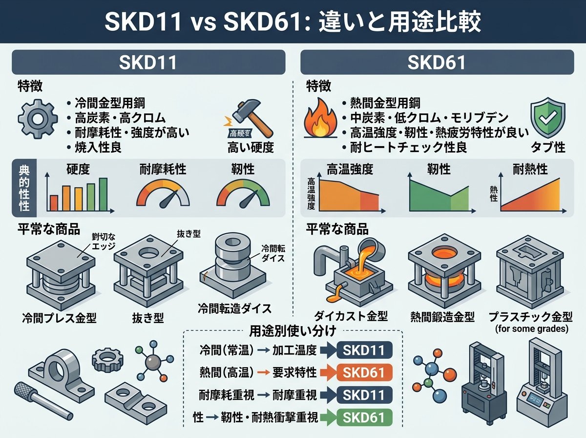 SKD11とSKD61の違いと用途比較