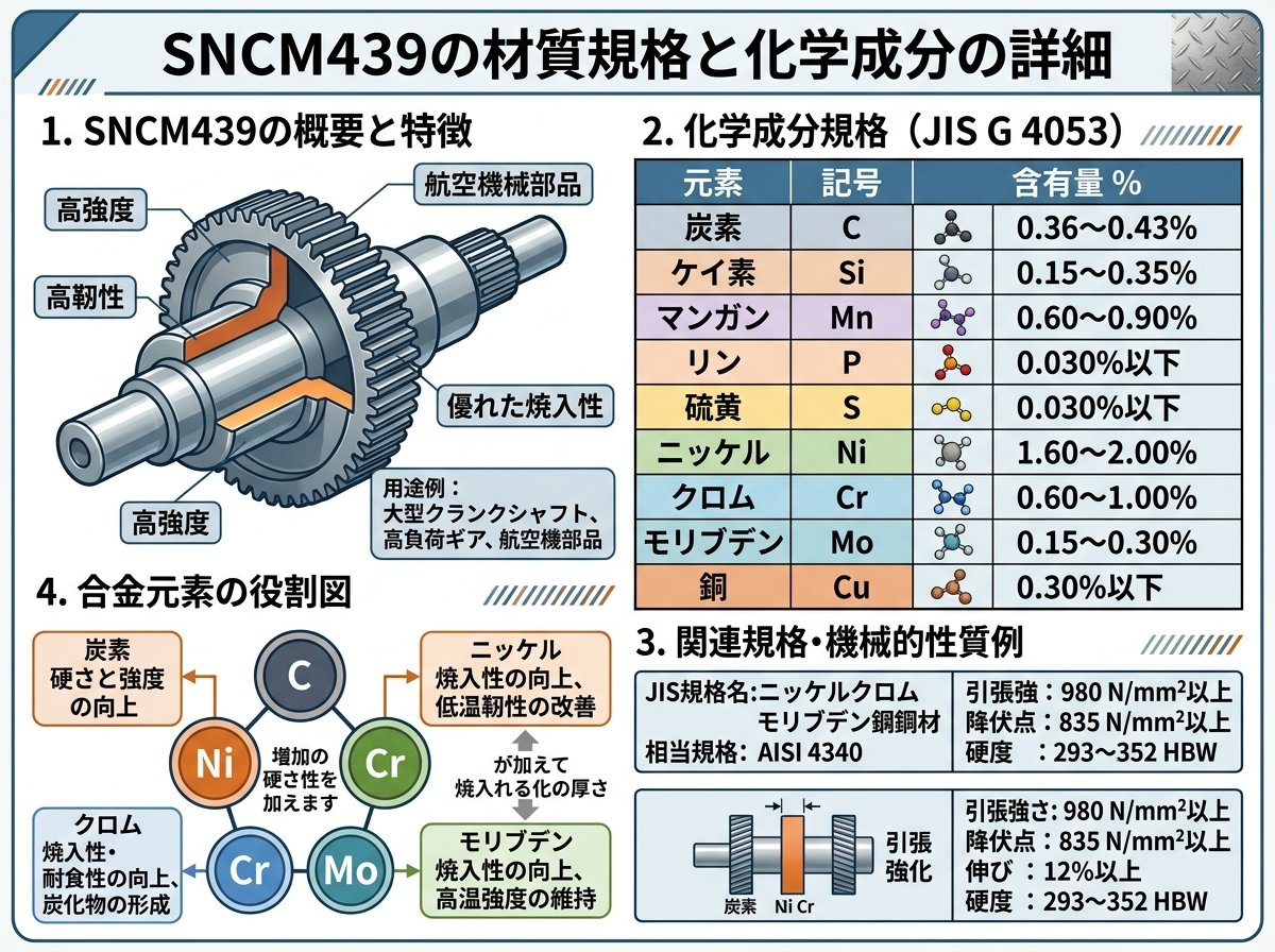 SNCM439の材質規格と化学成分の詳細