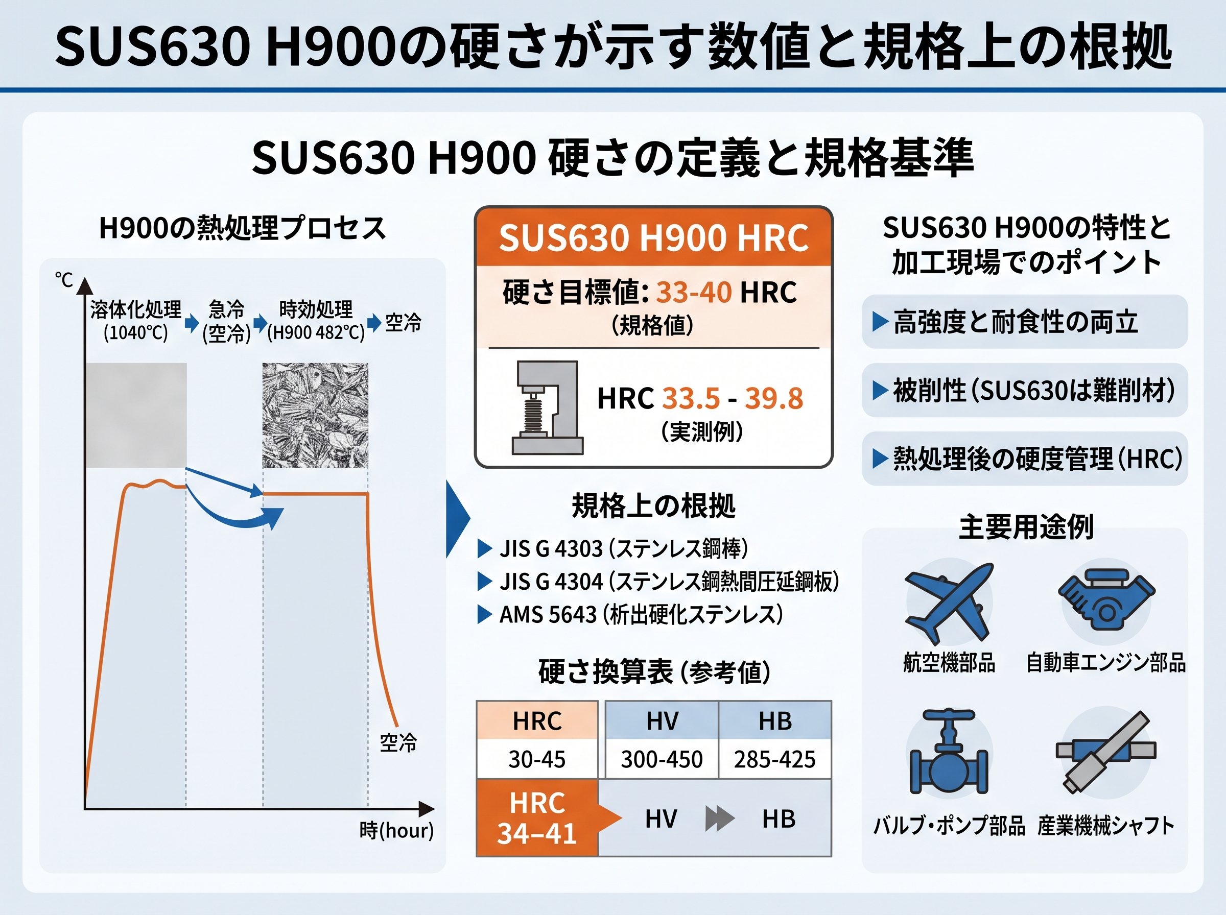 SUS630 H900の硬さが示す数値と規格上の根拠