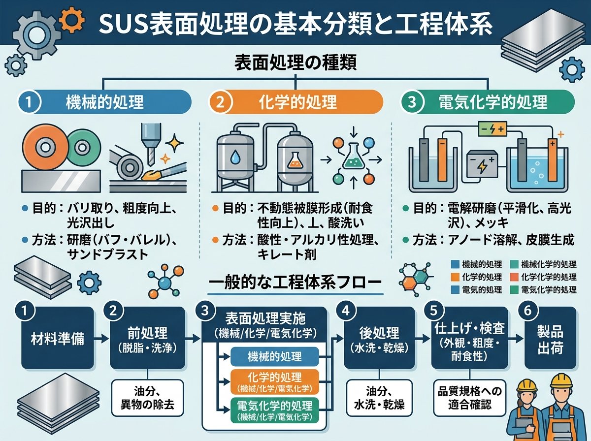 SUS表面処理の基本分類と工程体系
