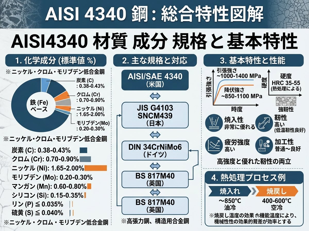 aisi4340 材質 成分 規格 と 基本特性