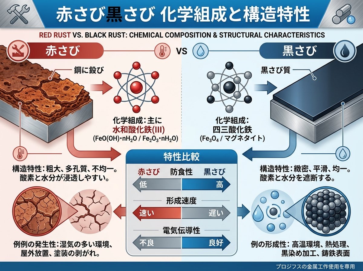 赤さび黒さび化学組成と構造特性