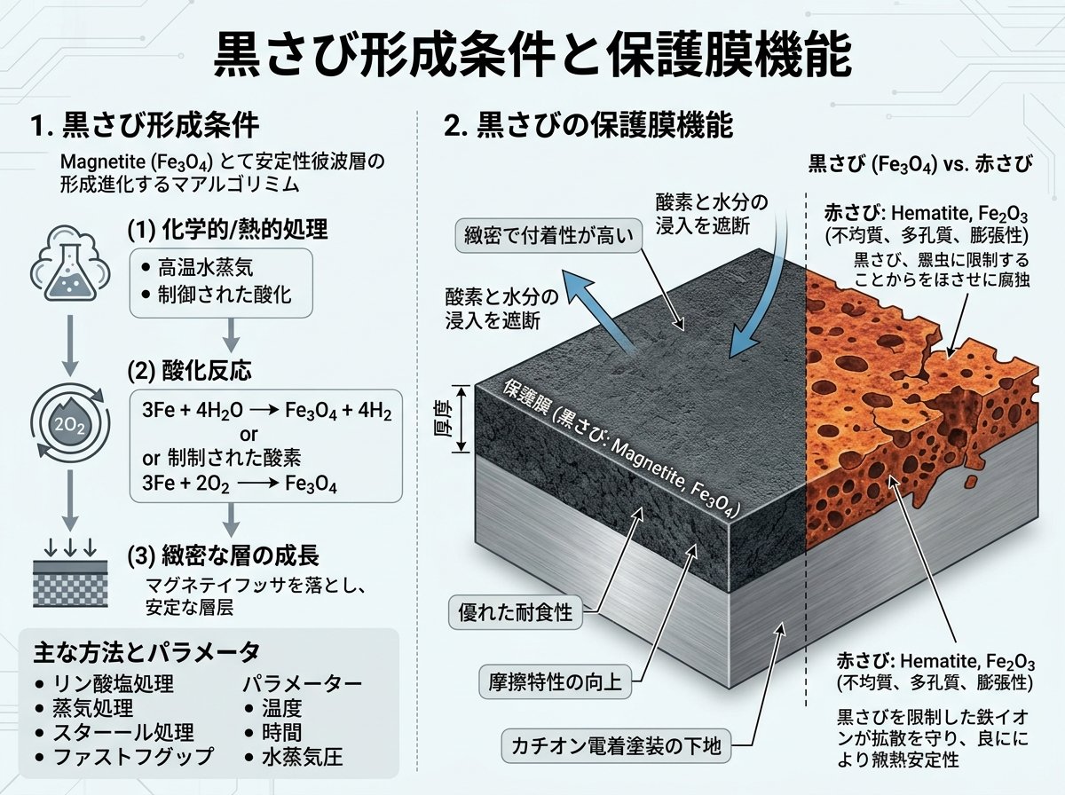 黒さび形成条件と保護膜機能