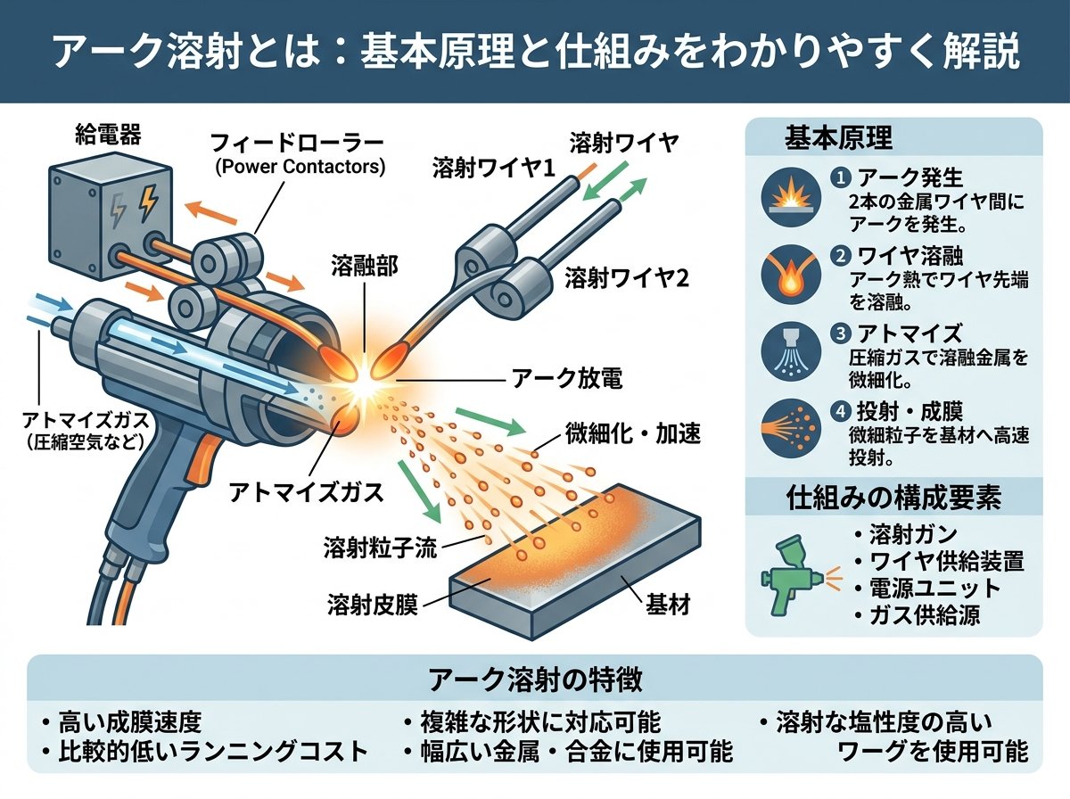 アーク溶射とは：基本原理と仕組みをわかりやすく解説