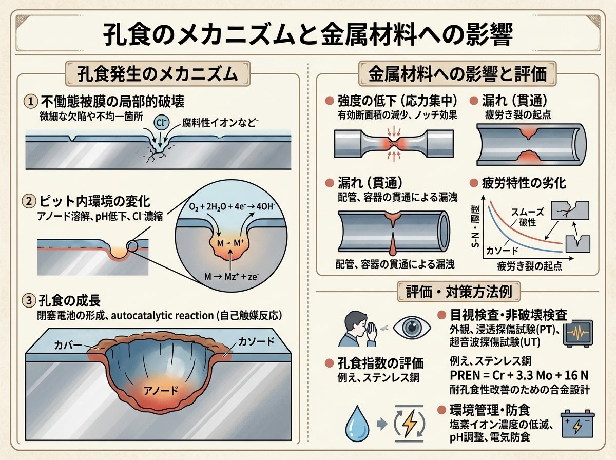 孔食のメカニズムと金属材料への影響