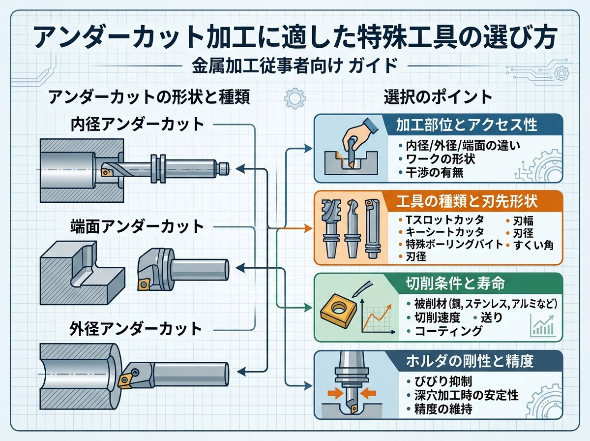 アンダーカット加工に適した特殊工具の選び方