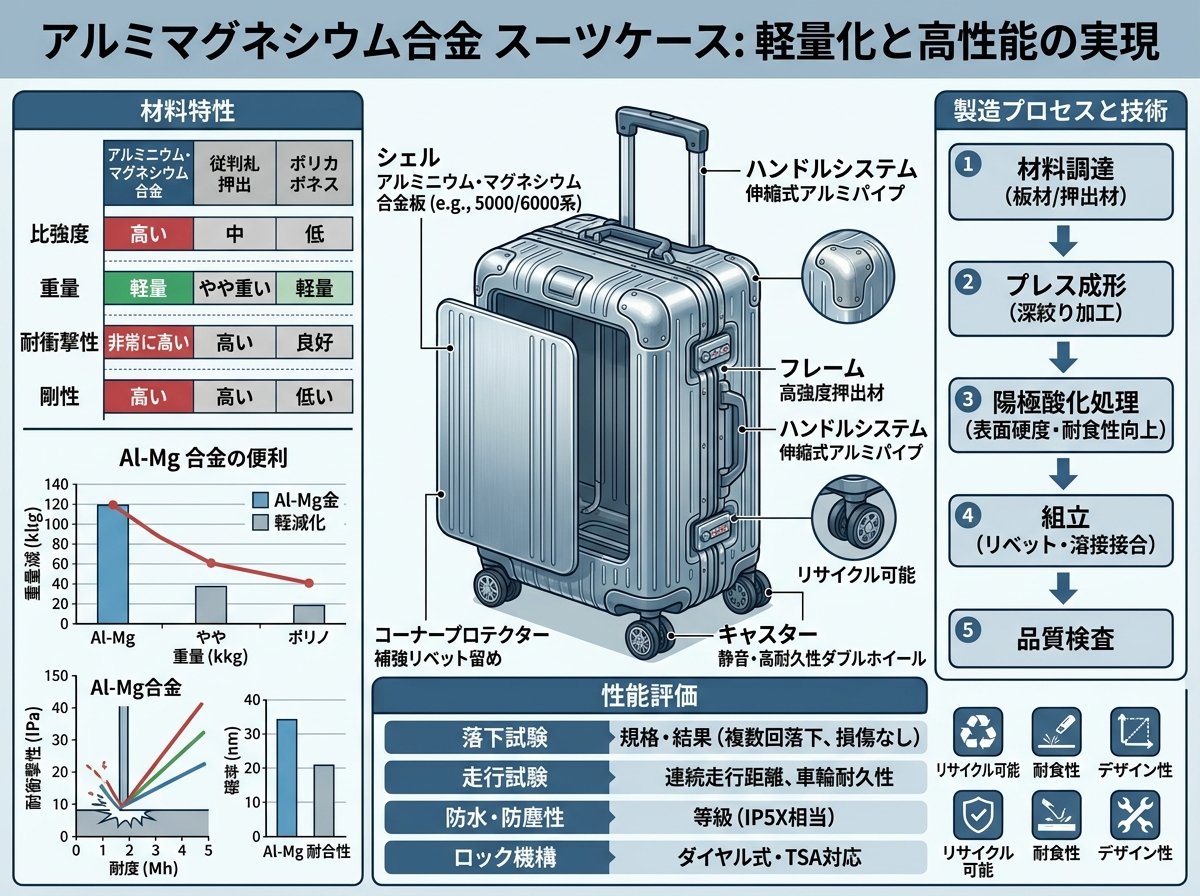アルミマグネシウム合金 スーツケース 軽量 性能