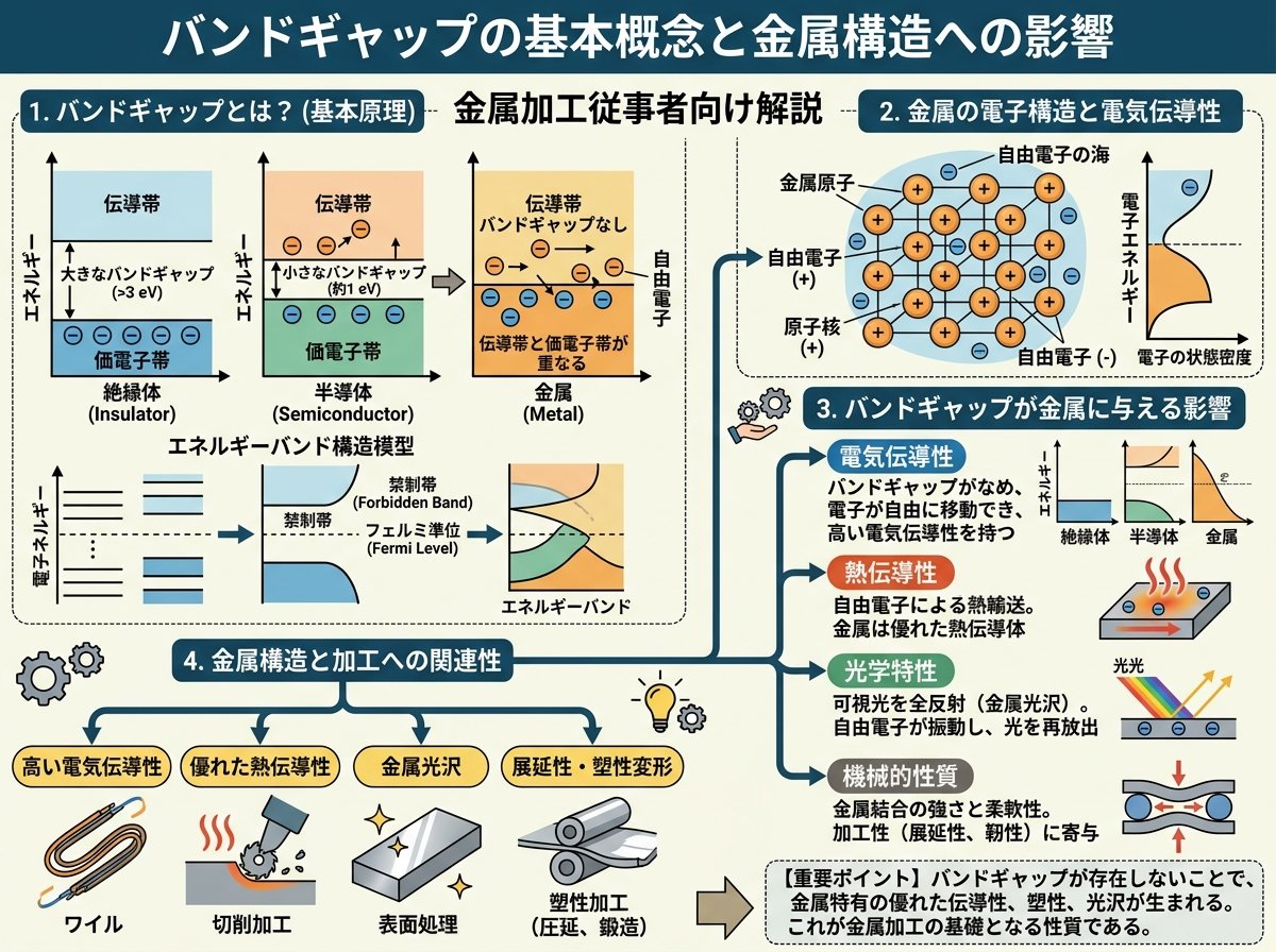 バンドギャップの基本概念と金属構造への影響