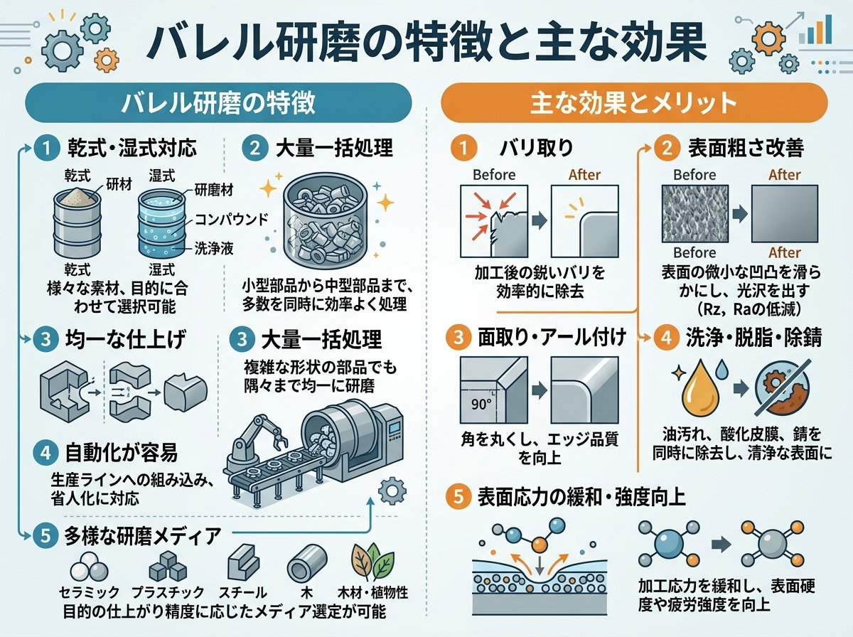 バレル研磨の特徴と主な効果について