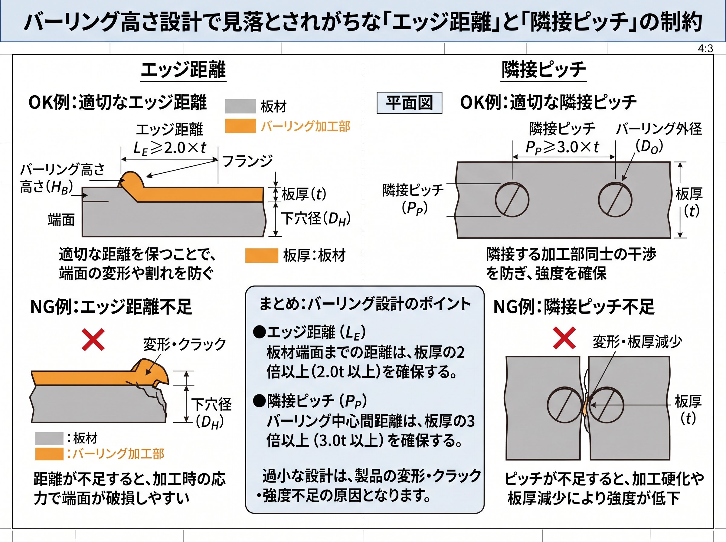 バーリング高さ設計で見落とされがちな「エッジ距離」と「隣接ピッチ」の制約