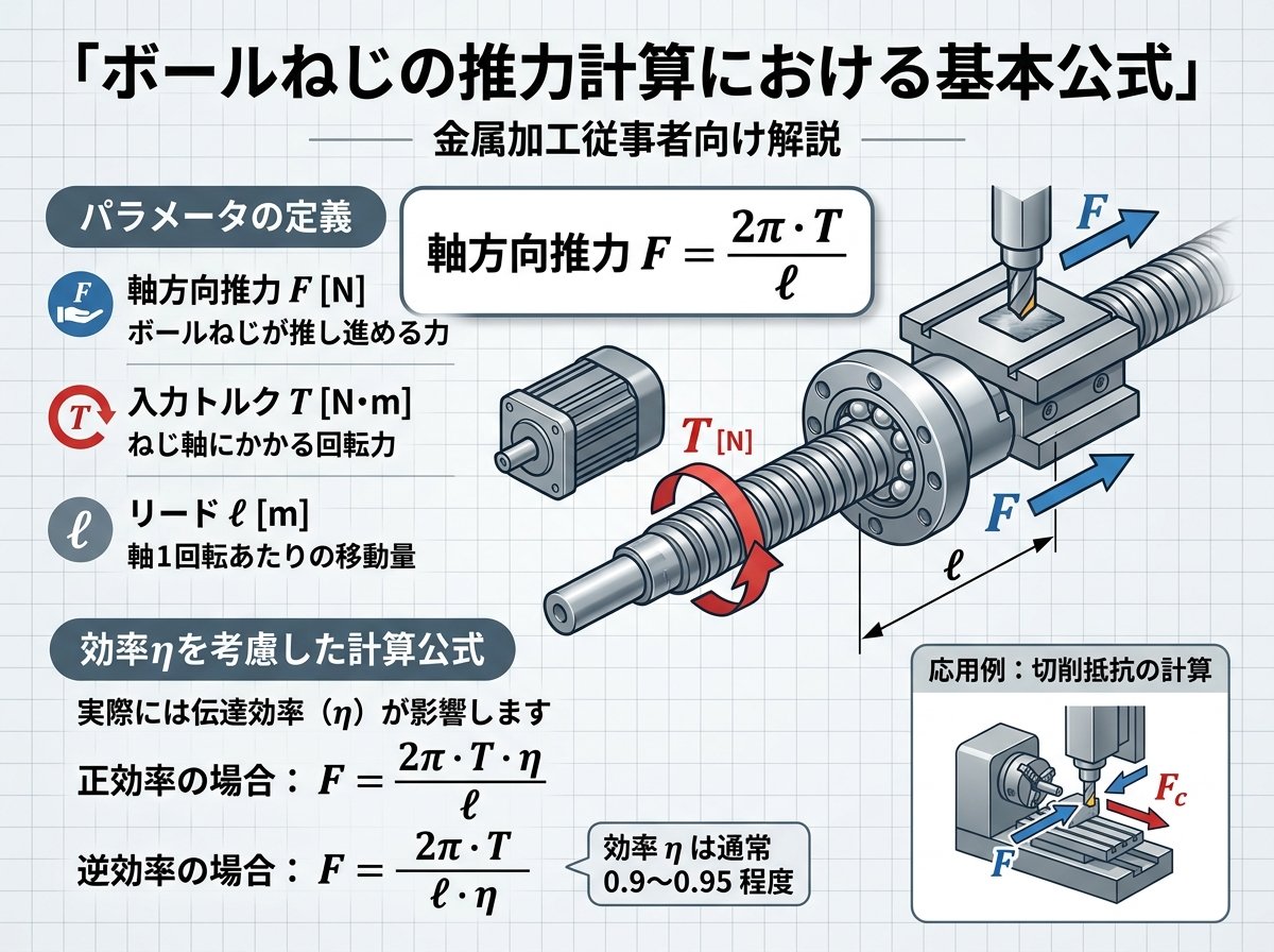 ボールねじの推力計算における基本公式