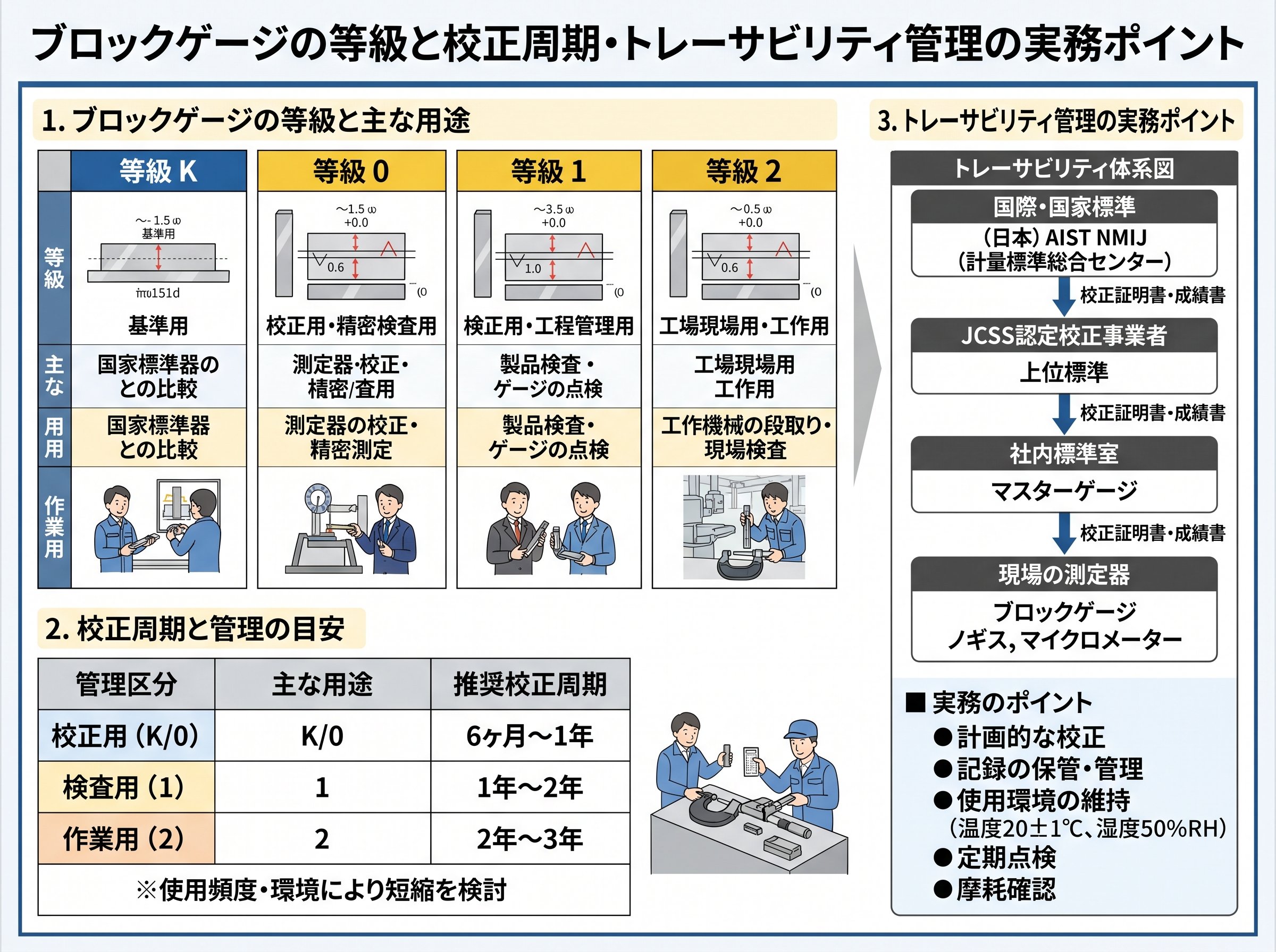 ブロックゲージの等級と校正周期・トレーサビリティ管理の実務ポイント