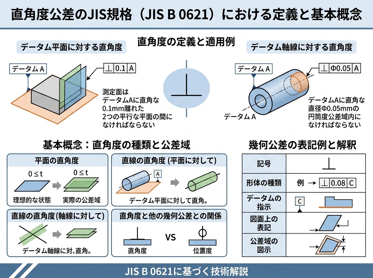 直角度公差のJIS規格（JIS B 0621）における定義と基本概念