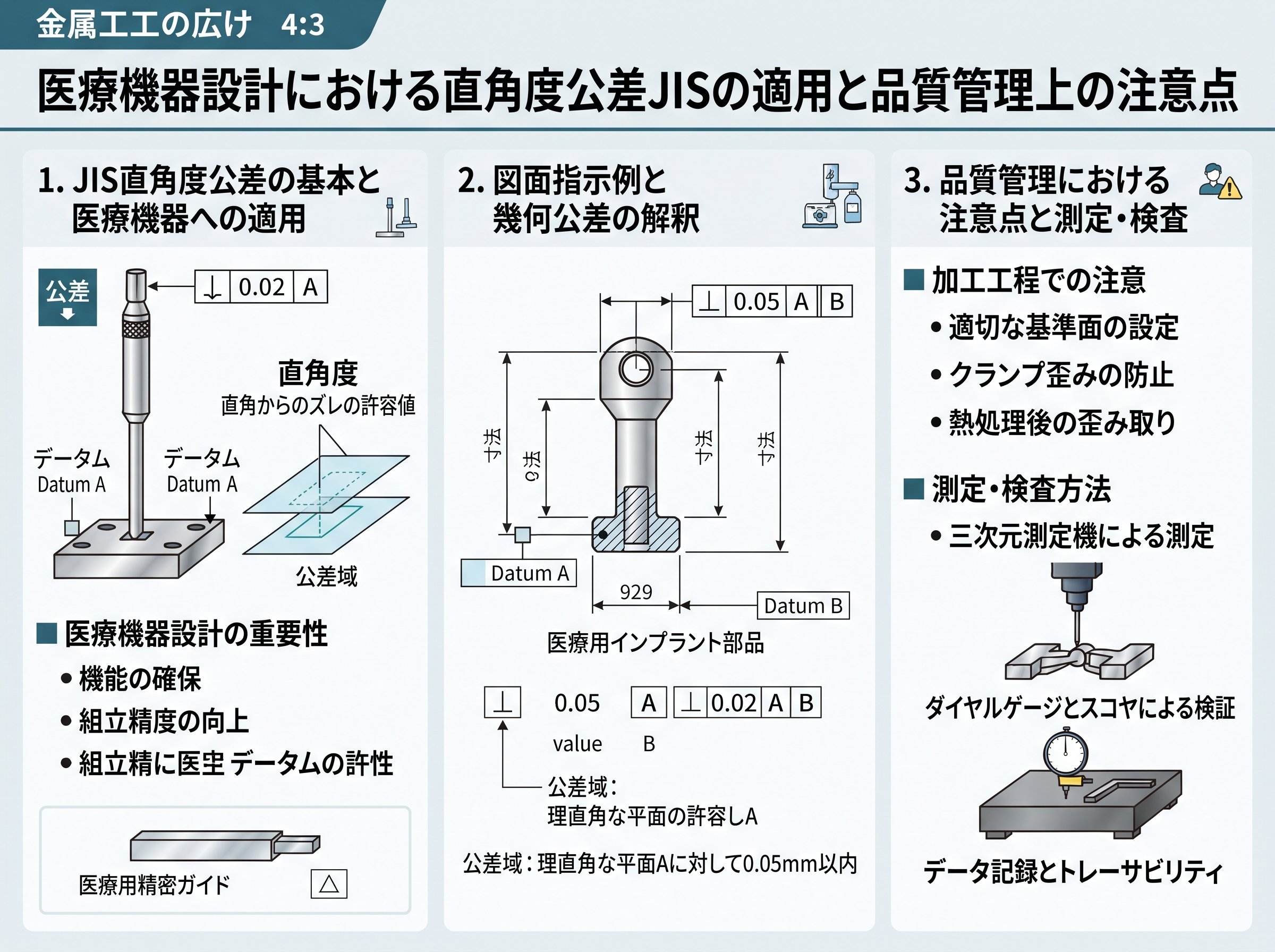 医療機器設計における直角度公差JISの適用と品質管理上の注意点