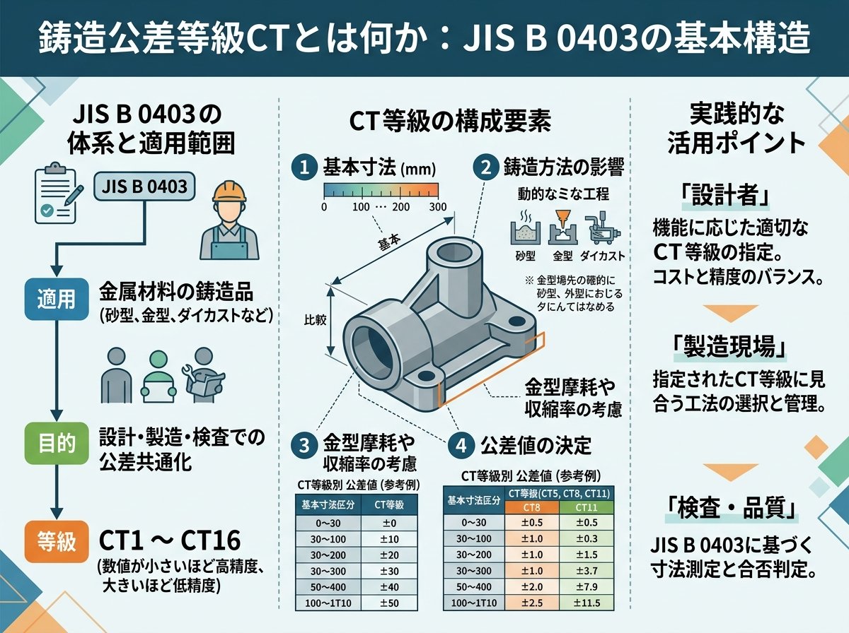鋳造公差等級CTとは何か：JIS B 0403の基本構造