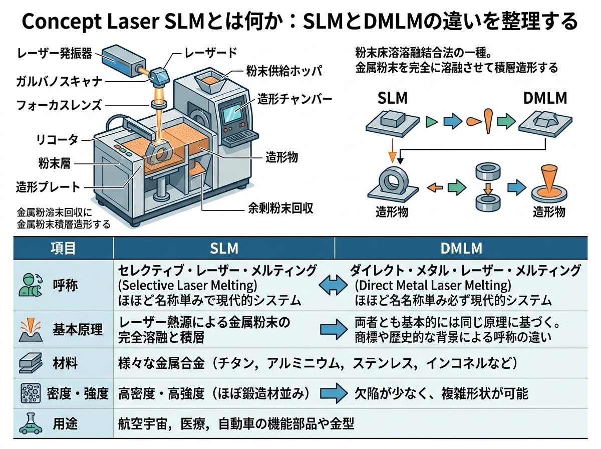 concept laser slmとは何か：SLMとDMLMの違いを整理する