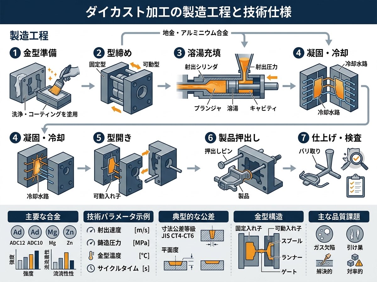 ダイカスト加工の製造工程と技術仕様