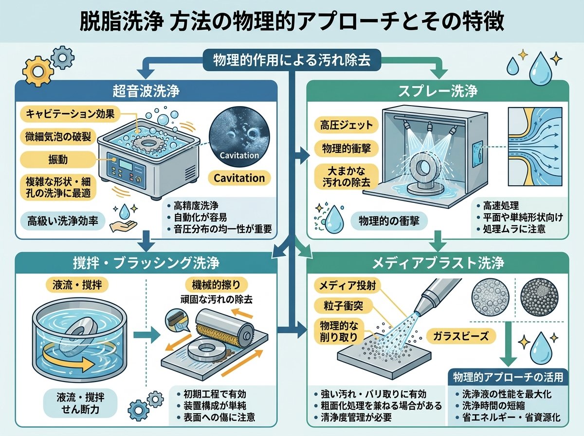 脱脂洗浄 方法の物理的アプローチとその特徴