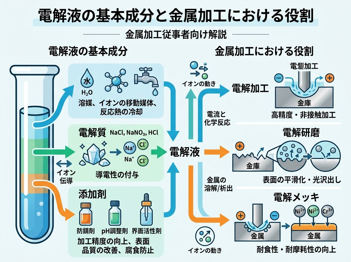 電解液の基本成分と金属加工における役割