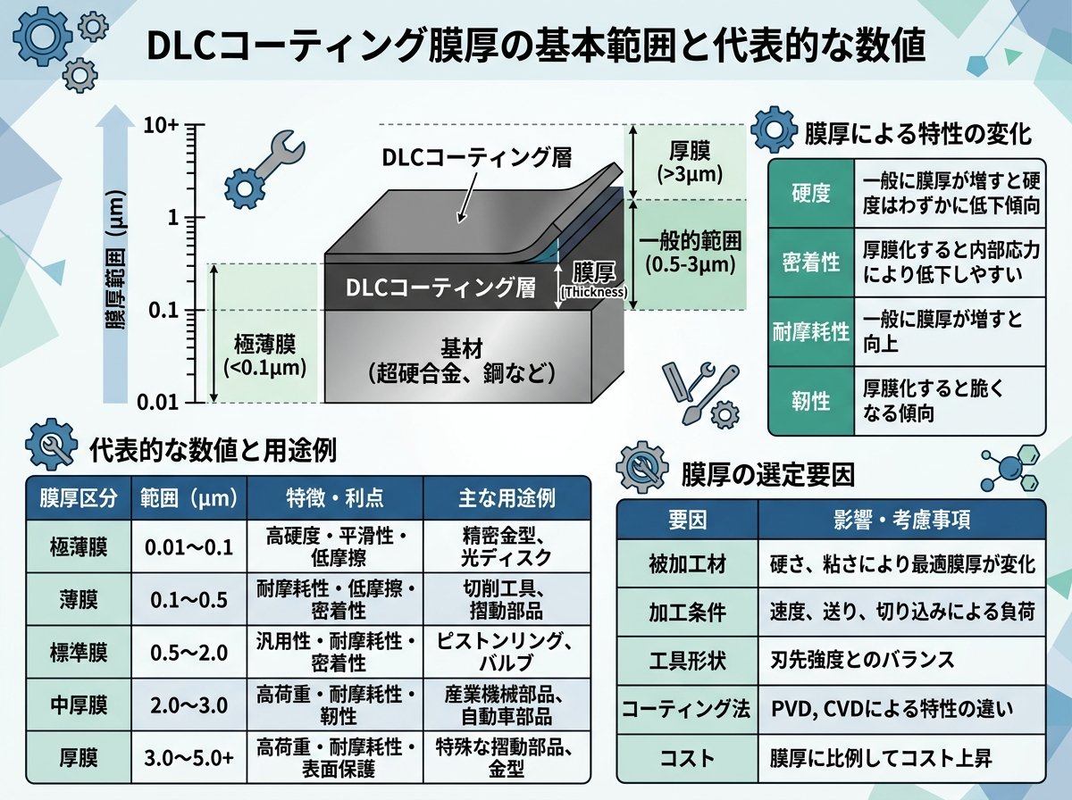 dlcコーティング膜厚の基本範囲と代表的な数値