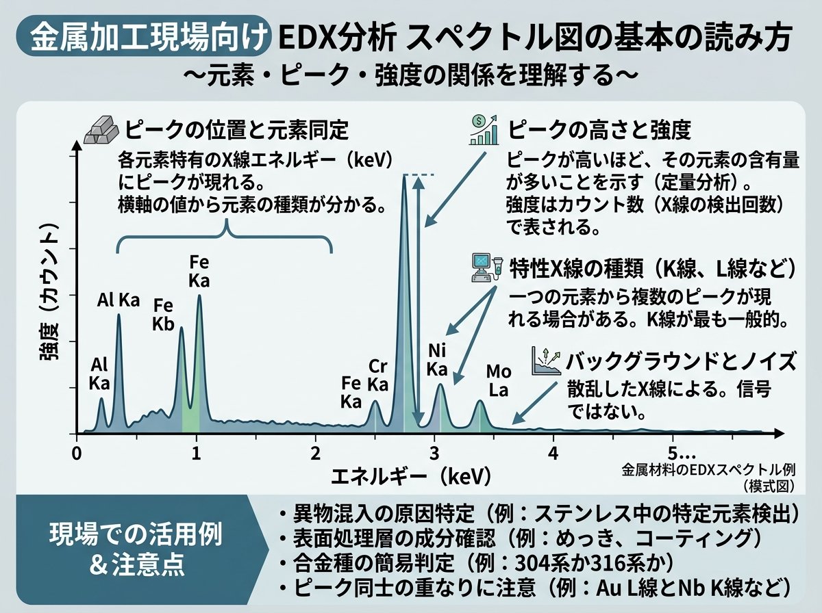 edx分析 見方 スペクトル ピーク 基本の読み方