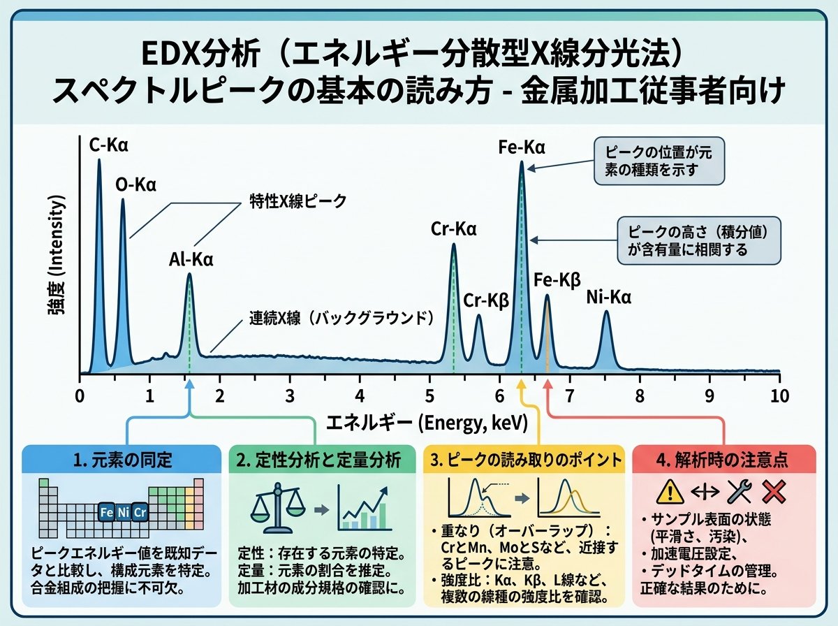 edx分析 見方 スペクトル ピーク 基本の読み方