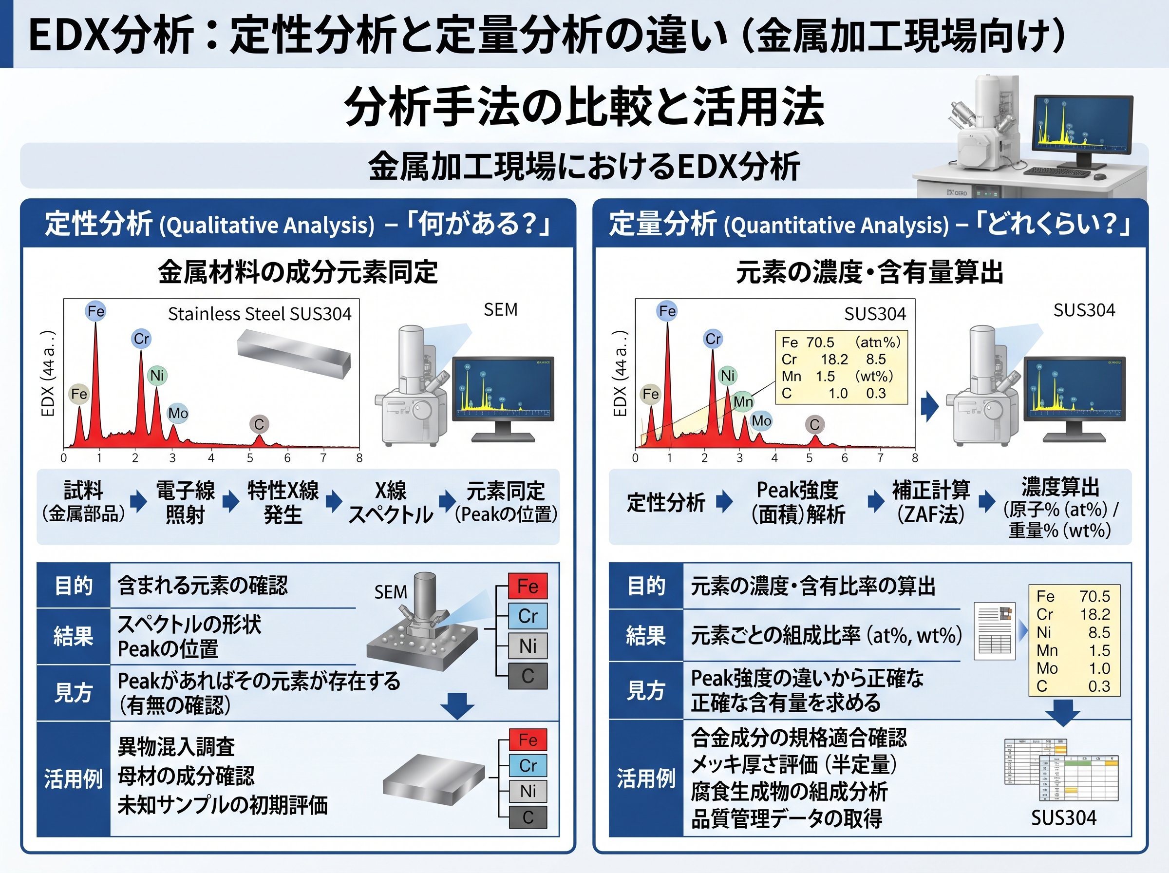 edx分析 見方 定性分析と定量分析の違い