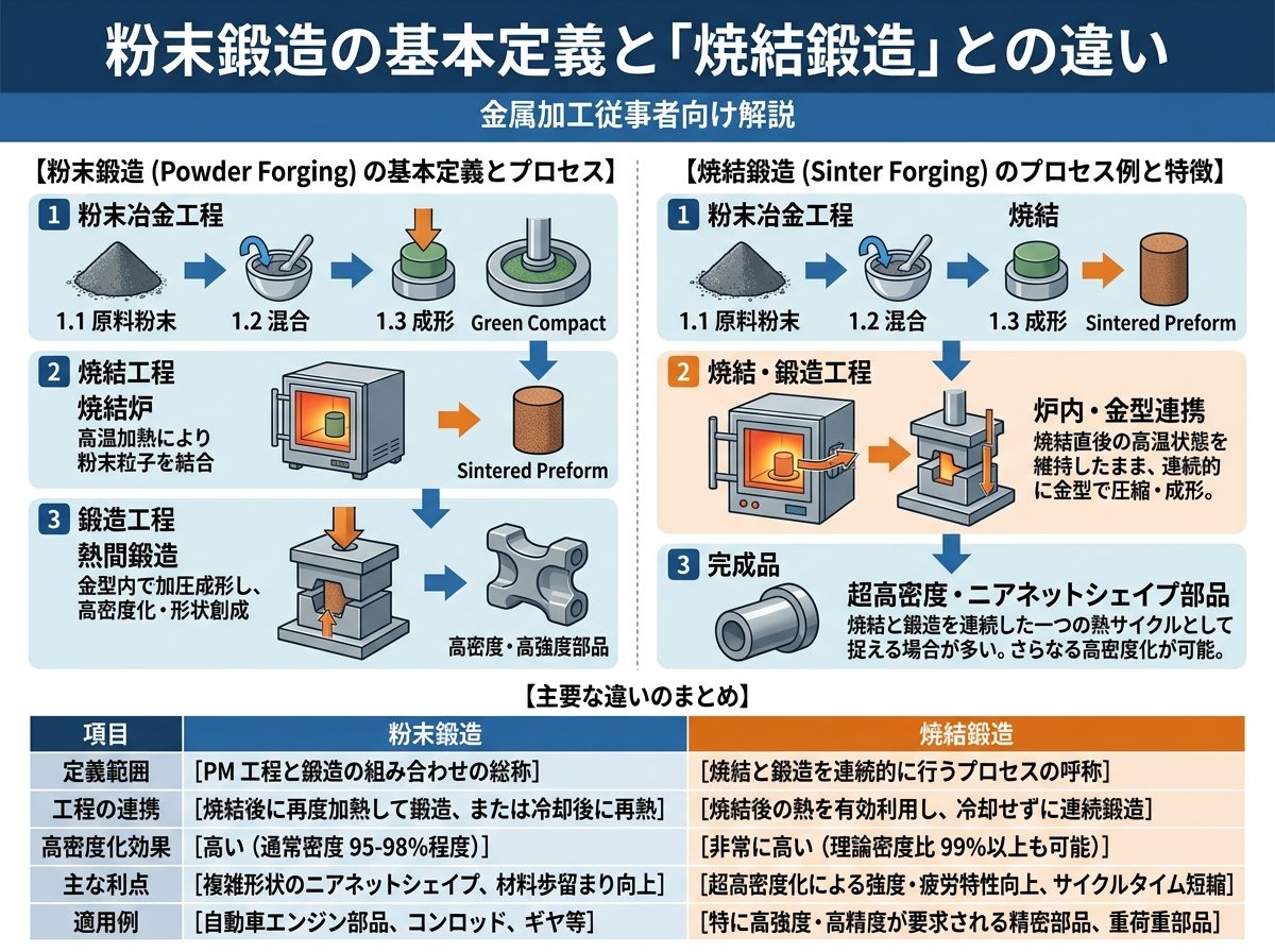 粉末鍛造の基本定義と「焼結鍛造」との違い