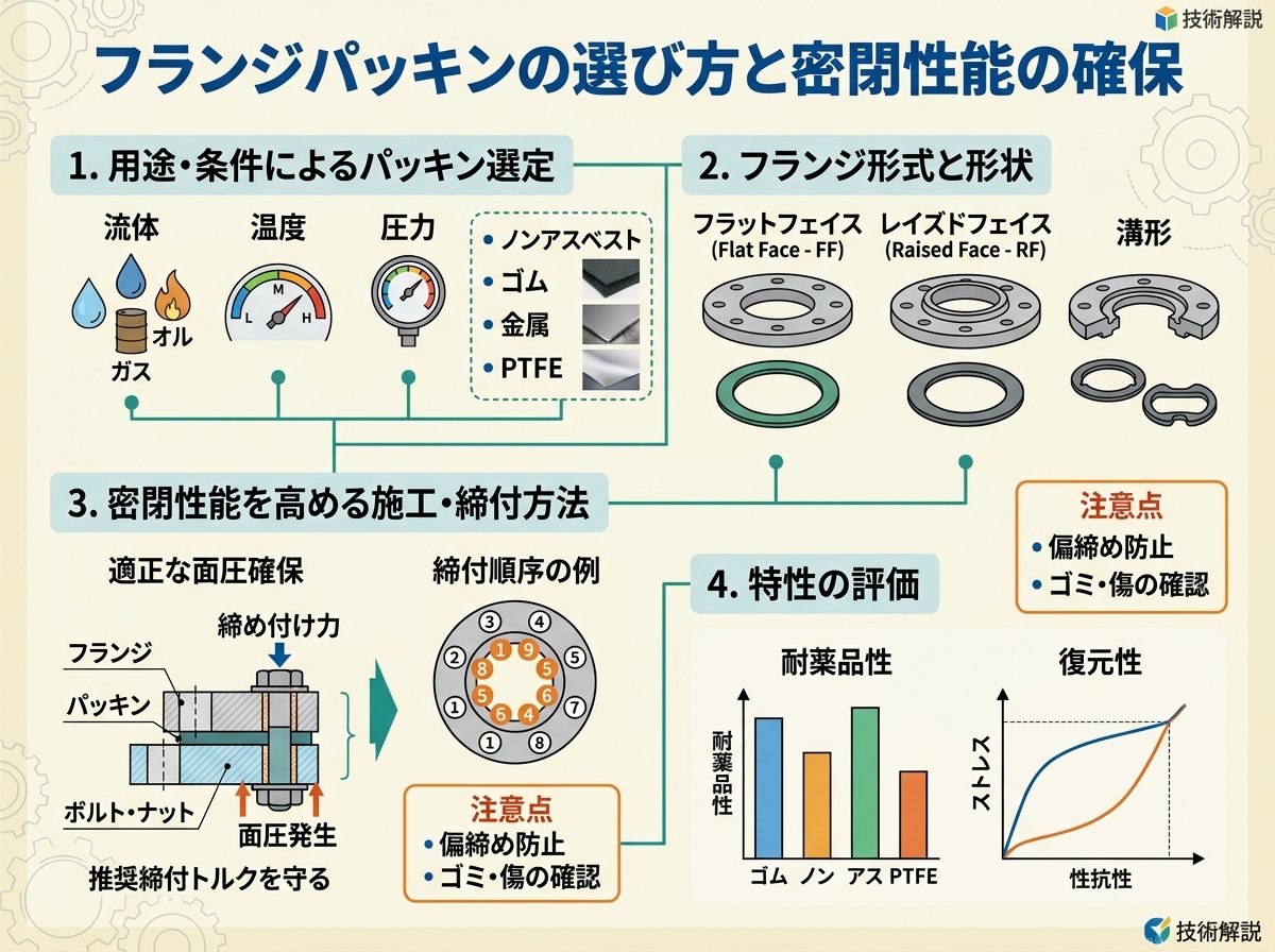 フランジパッキンの選び方と密閉性能の確保