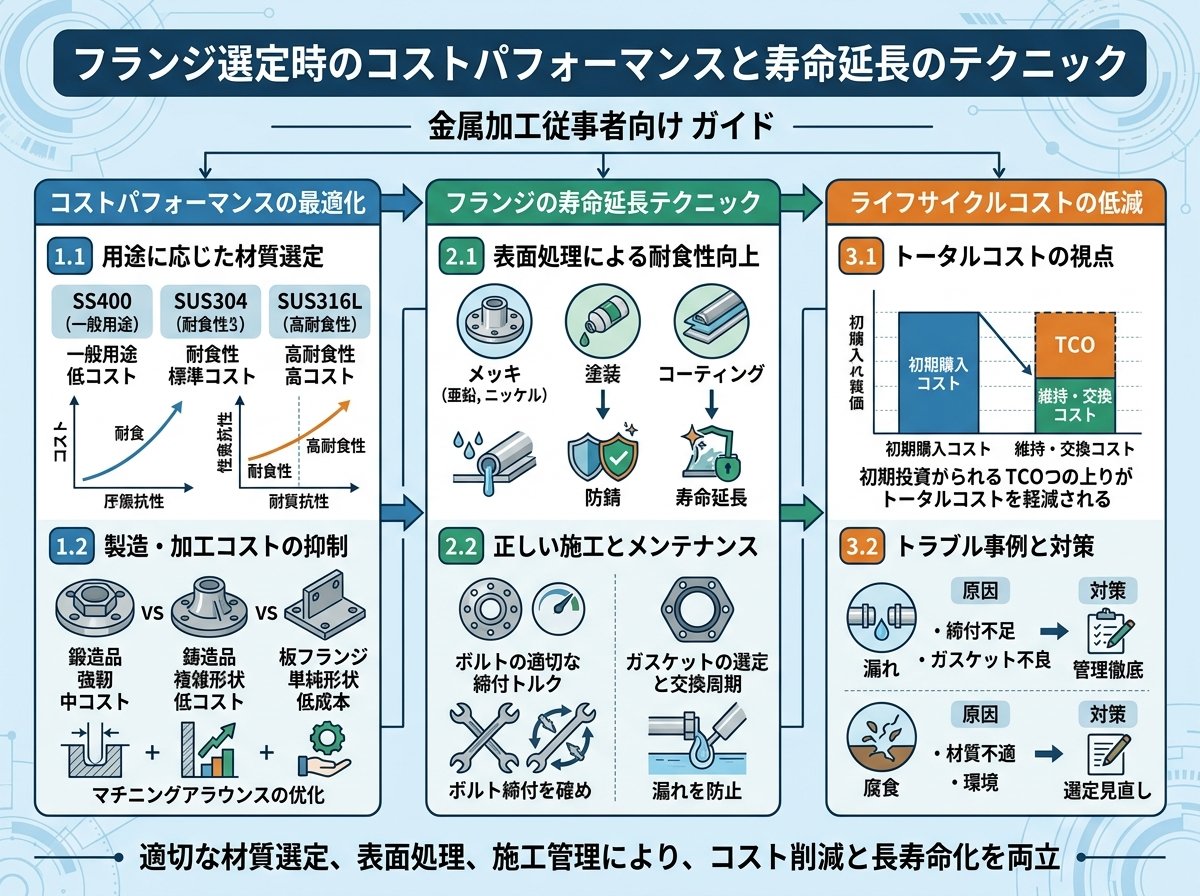 フランジ選定時のコストパフォーマンスと寿命延長のテクニック