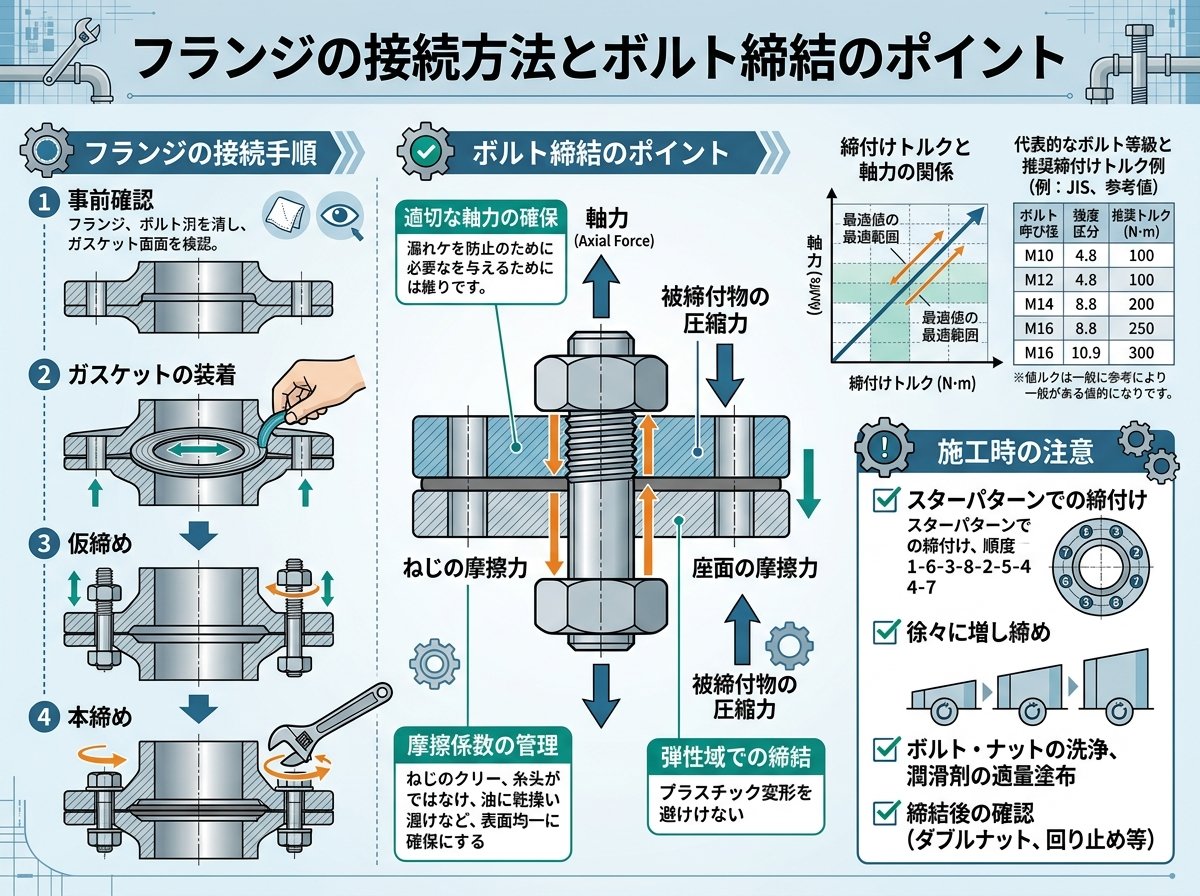 フランジの接続方法とボルト締結のポイント