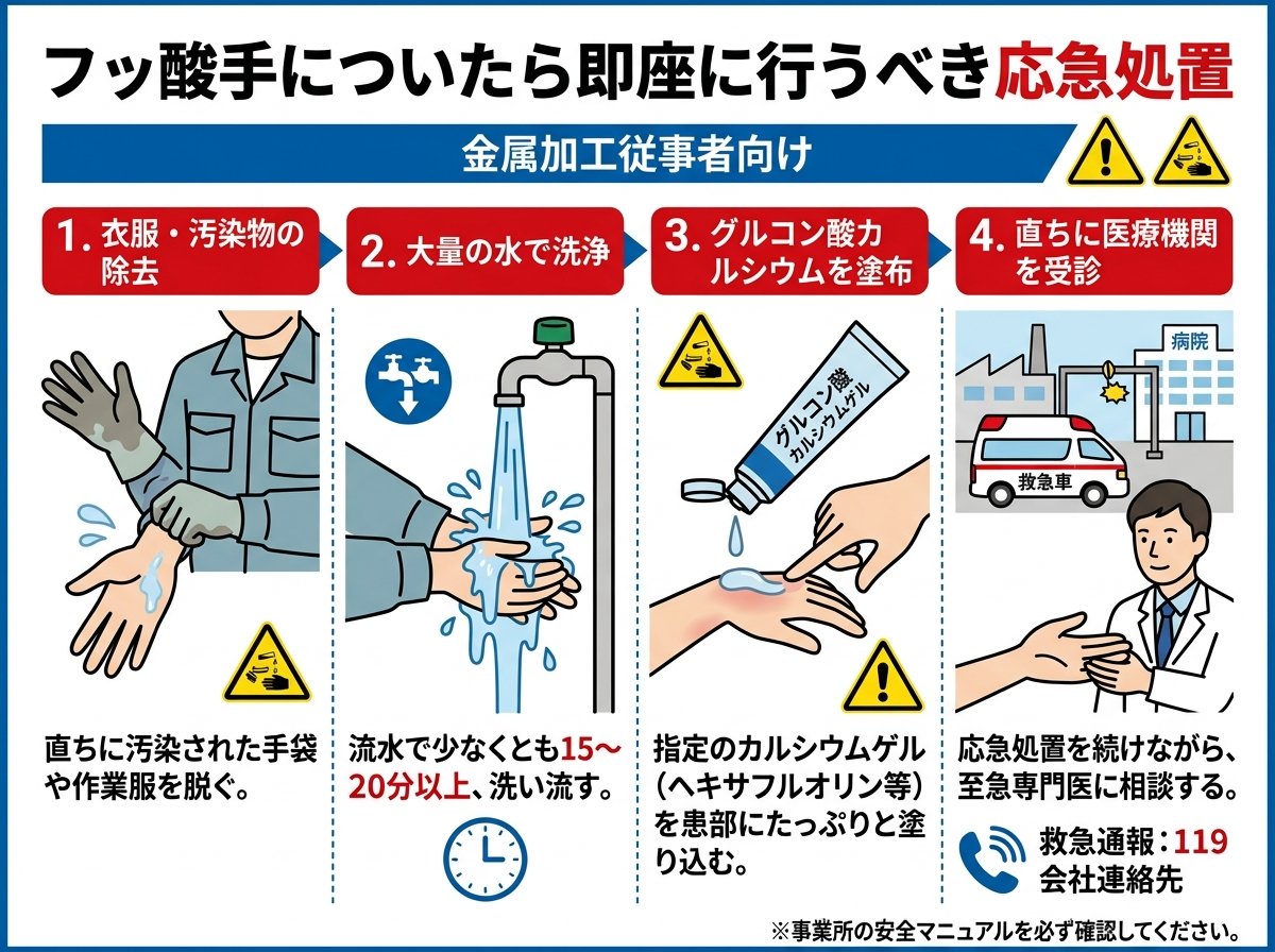 フッ酸手についたら即座に行うべき応急処置
