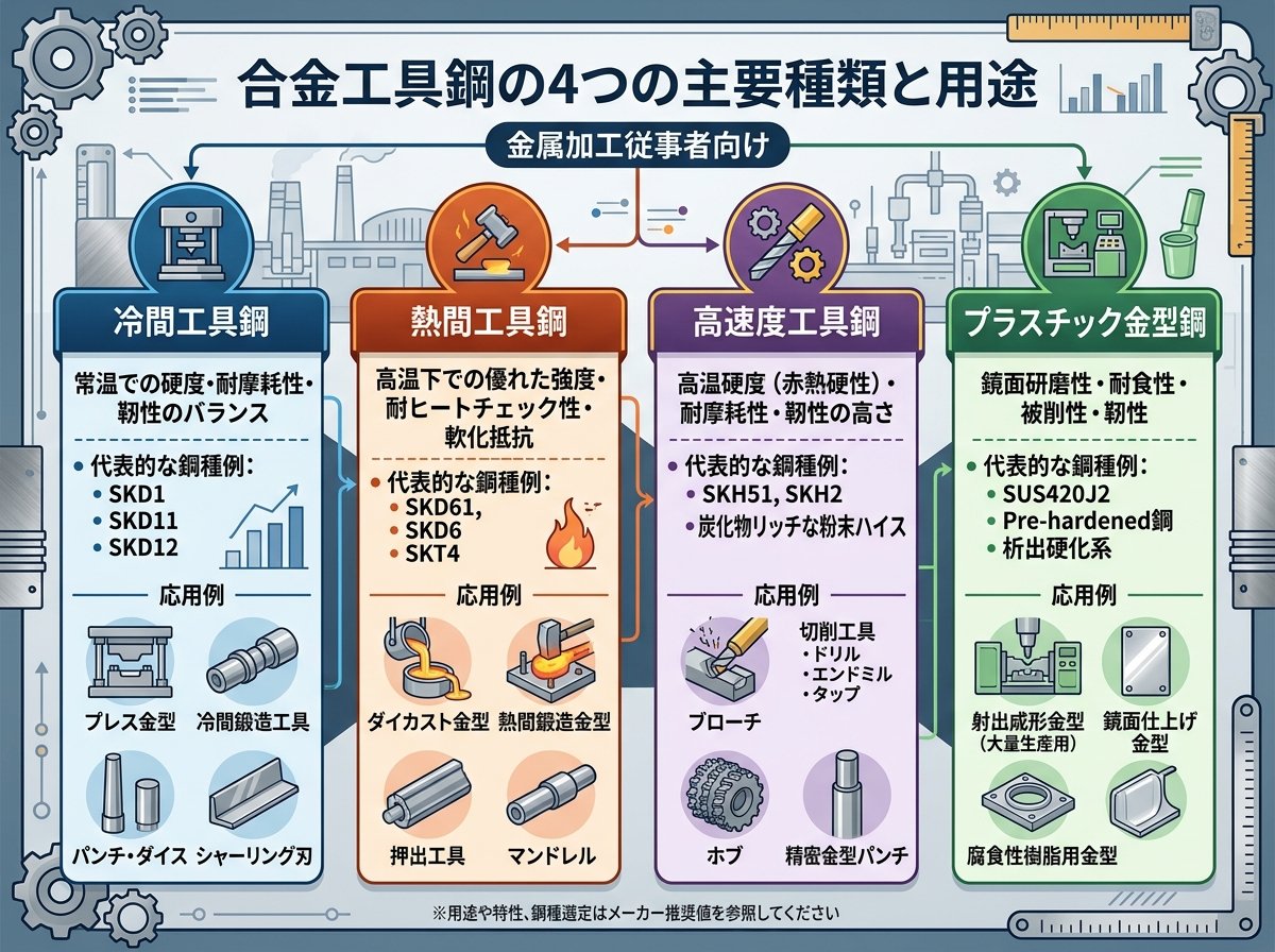 合金工具鋼の4つの主要種類と用途