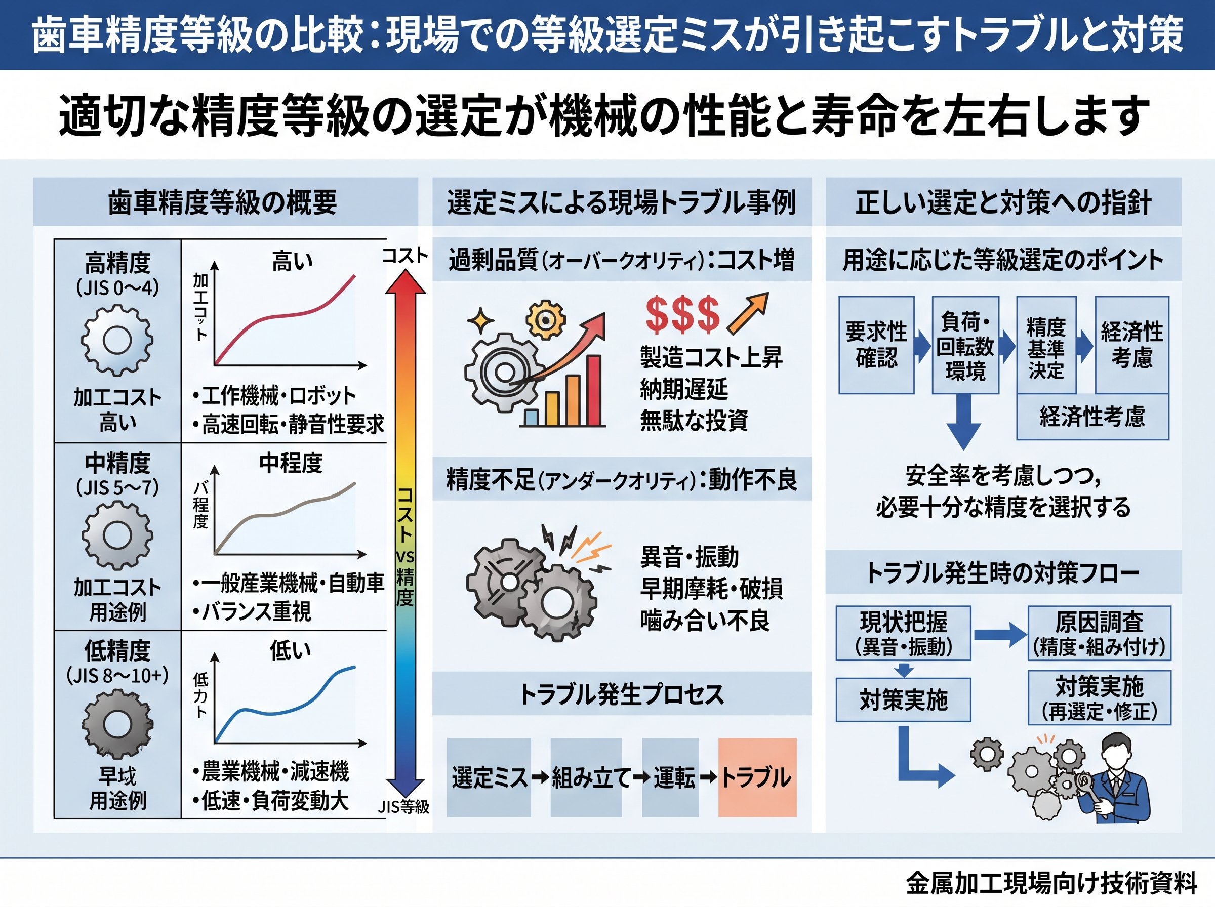 歯車精度等級の比較:現場での等級選定ミスが引き起こすトラブルと対策