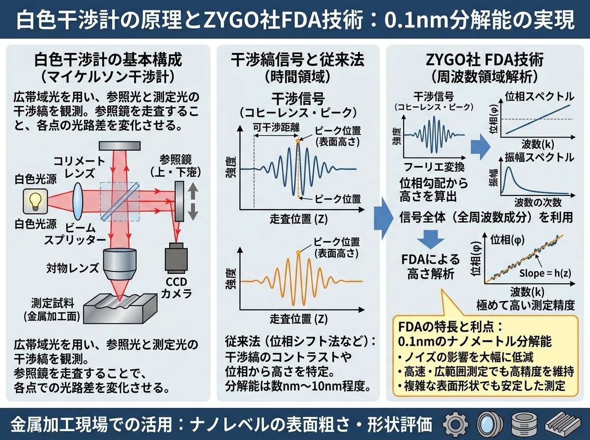 白色干渉計の原理を支えるZYGOのFDA技術と0.1nmの分解能