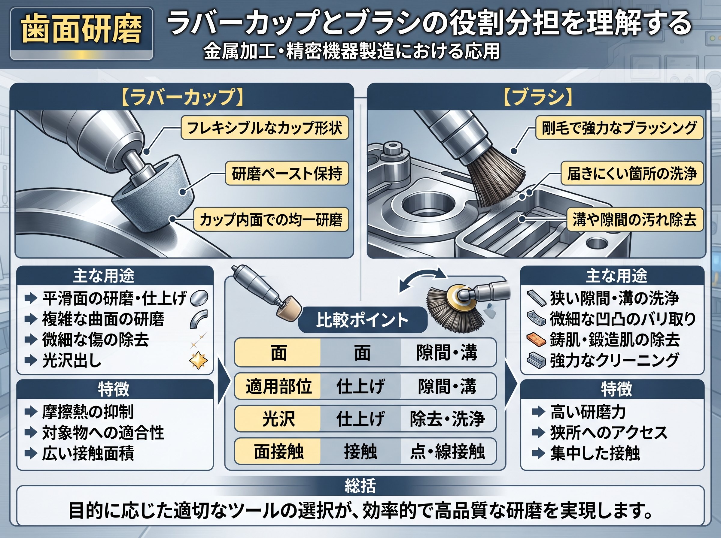 歯面研磨 ラバーカップとブラシの役割分担を理解する